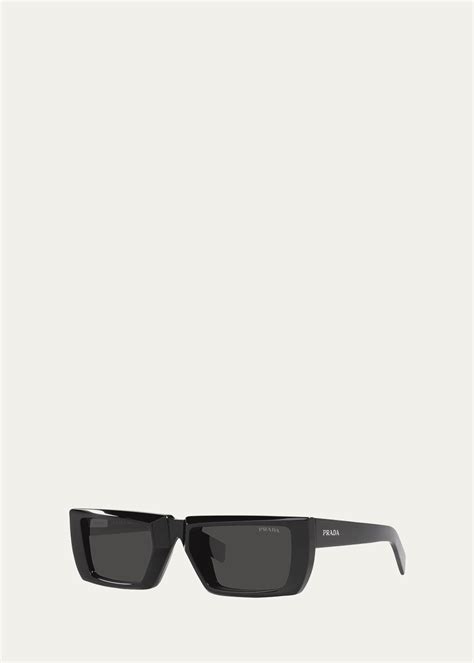 prada acetate rectangle black sunglass